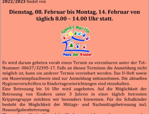 Anmeldung im Haus der Kinder St. Martin, Oberbergkirchen