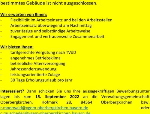 Stellenausschreibung der Verwaltungsgemeinschaft Oberbergkirchen